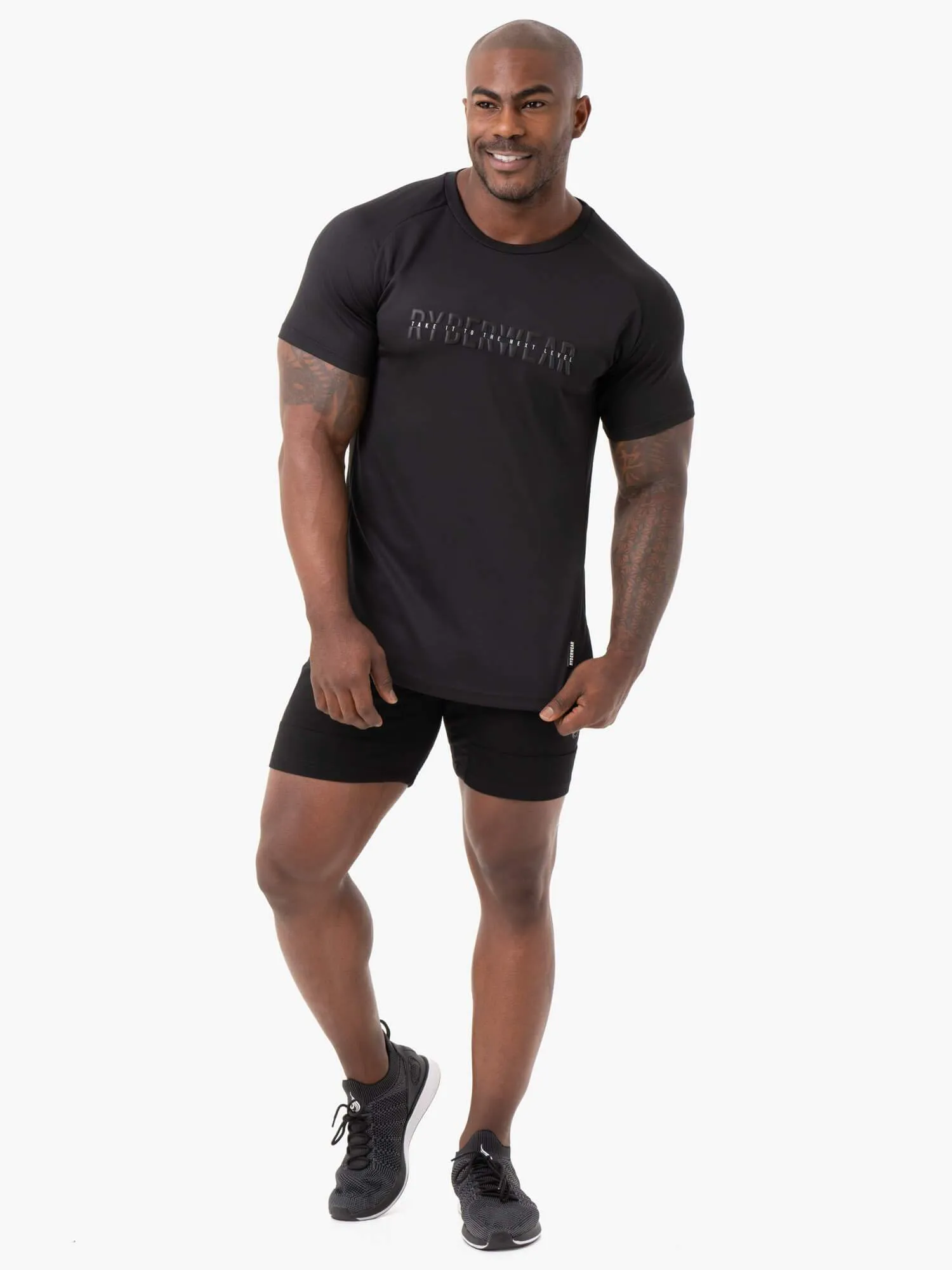Sporty Vibe Quick Fit Design Energy Mesh T-Shirt - Black Rugged Comfort