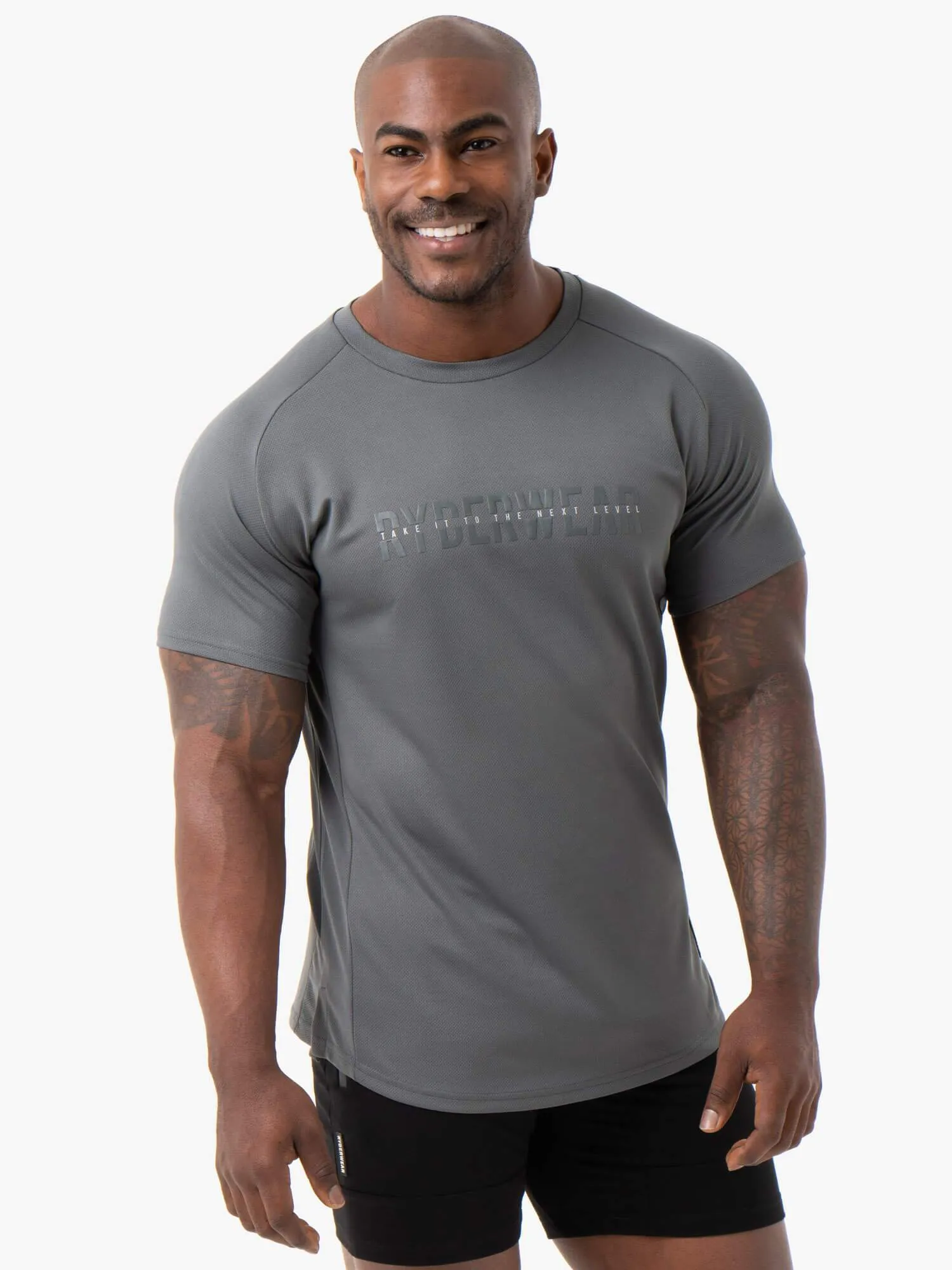 Casual Stretch Wear Energy Mesh T-Shirt - Charcoal Casual Comfort Fit