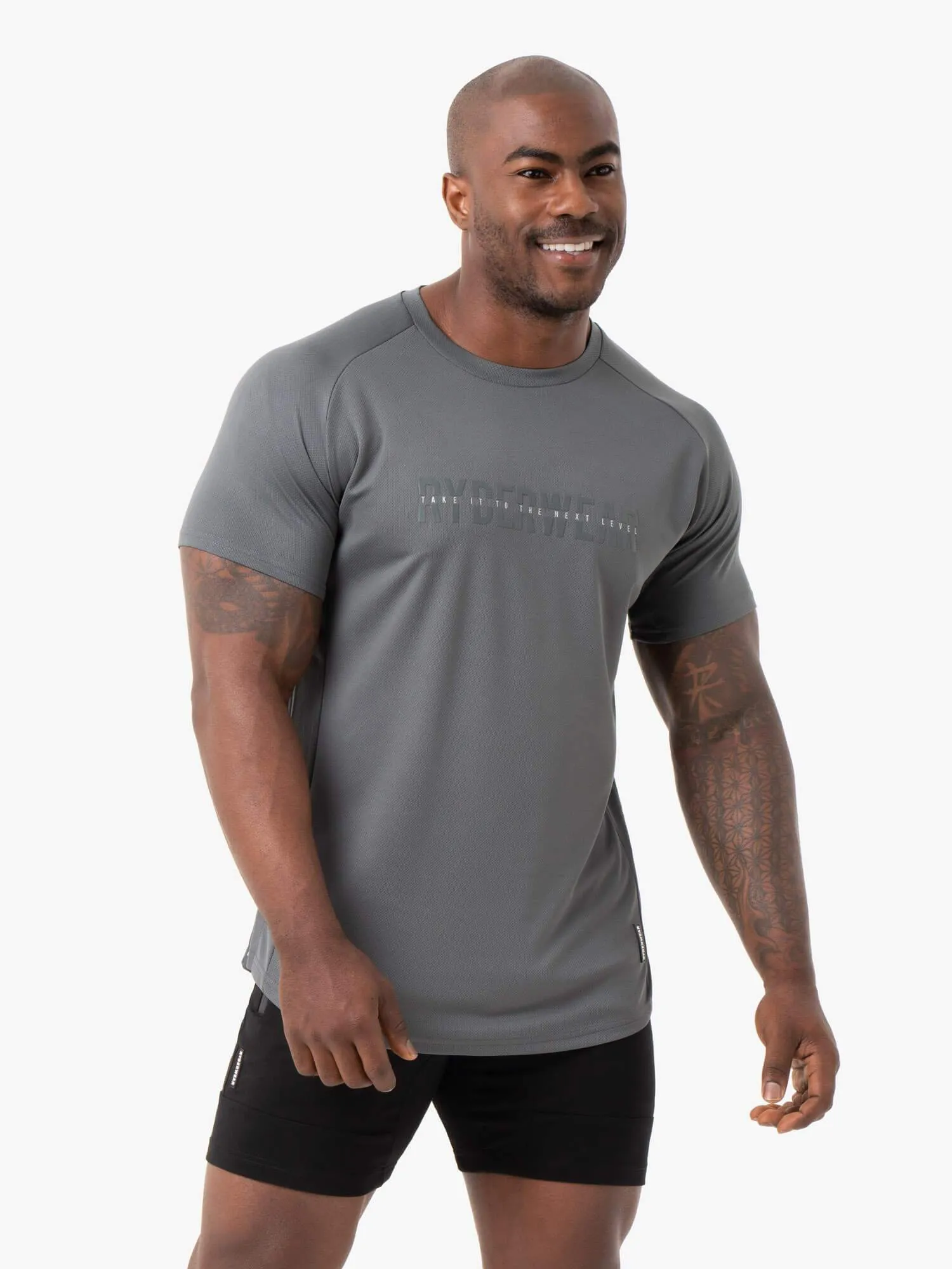 Active Motion Energy Mesh T-Shirt - Charcoal Casual Comfort Fit