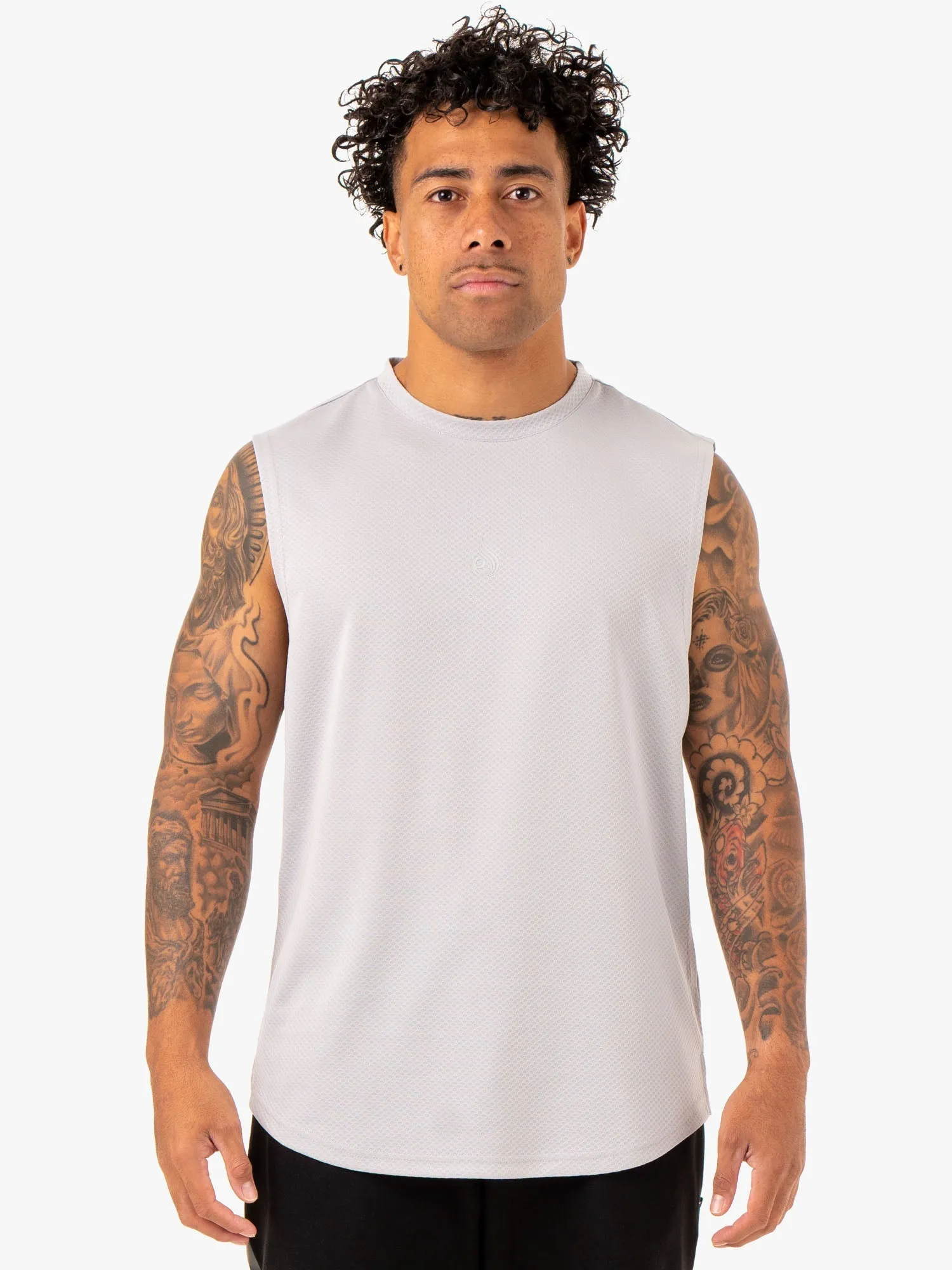 Enhance Muscle Tank - Snow Grey environmental - friendly Reinforced Hem