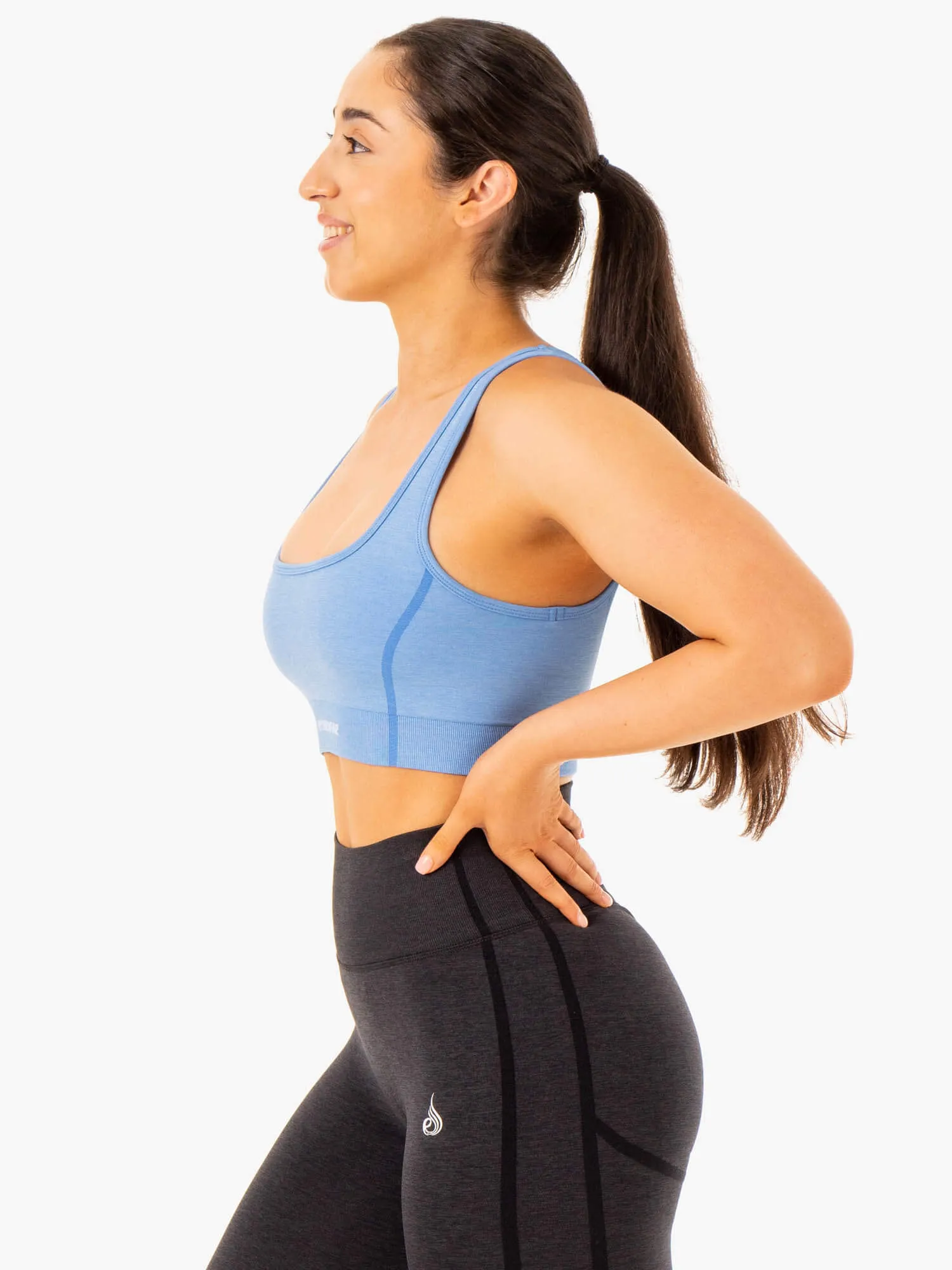Enhance Seamless Sports Bra - Blue Black Non-Restrictive Fit