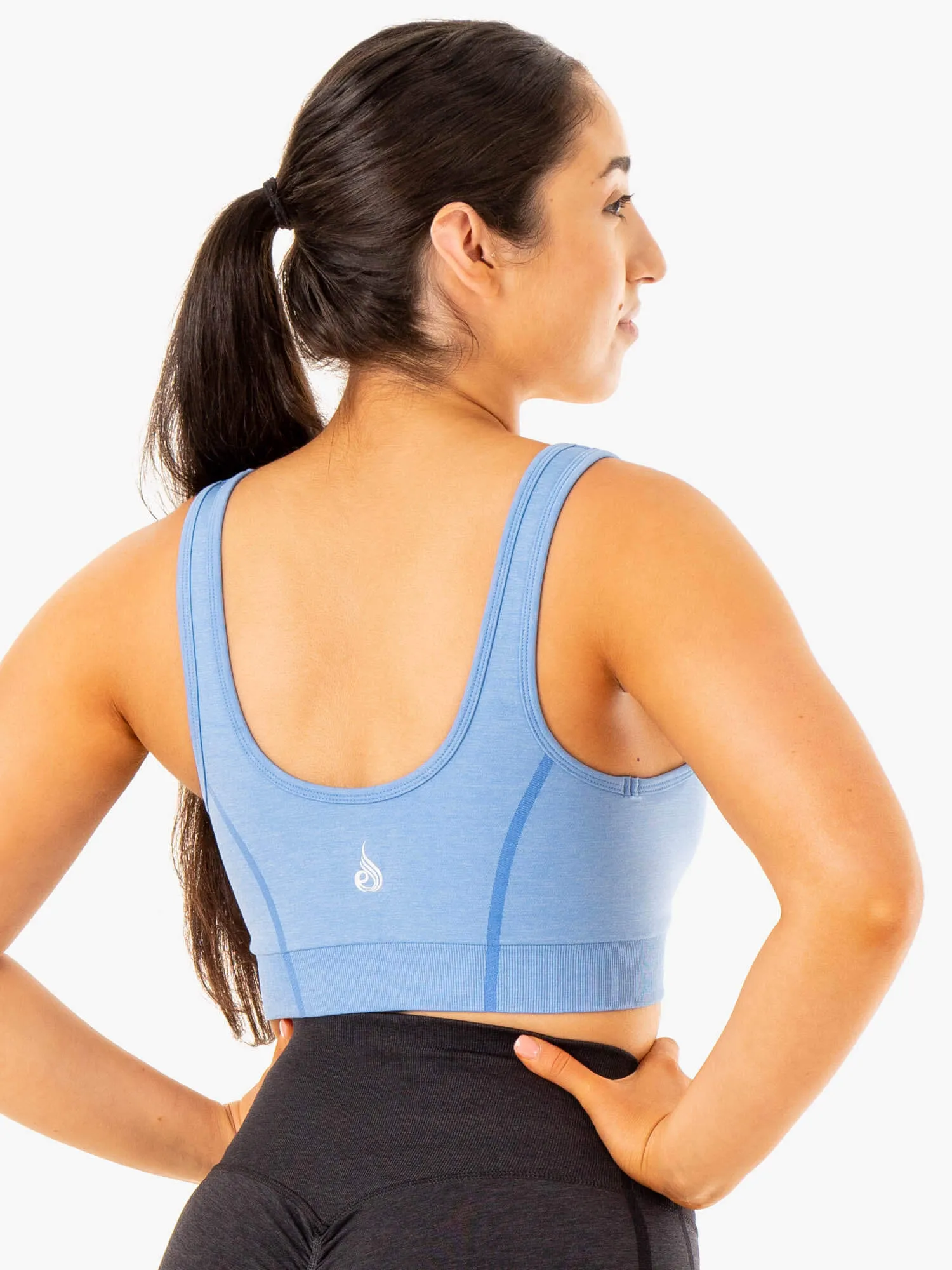 Adjustable Hook Closure Seamless Structure Enhance Seamless Sports Bra - Blue