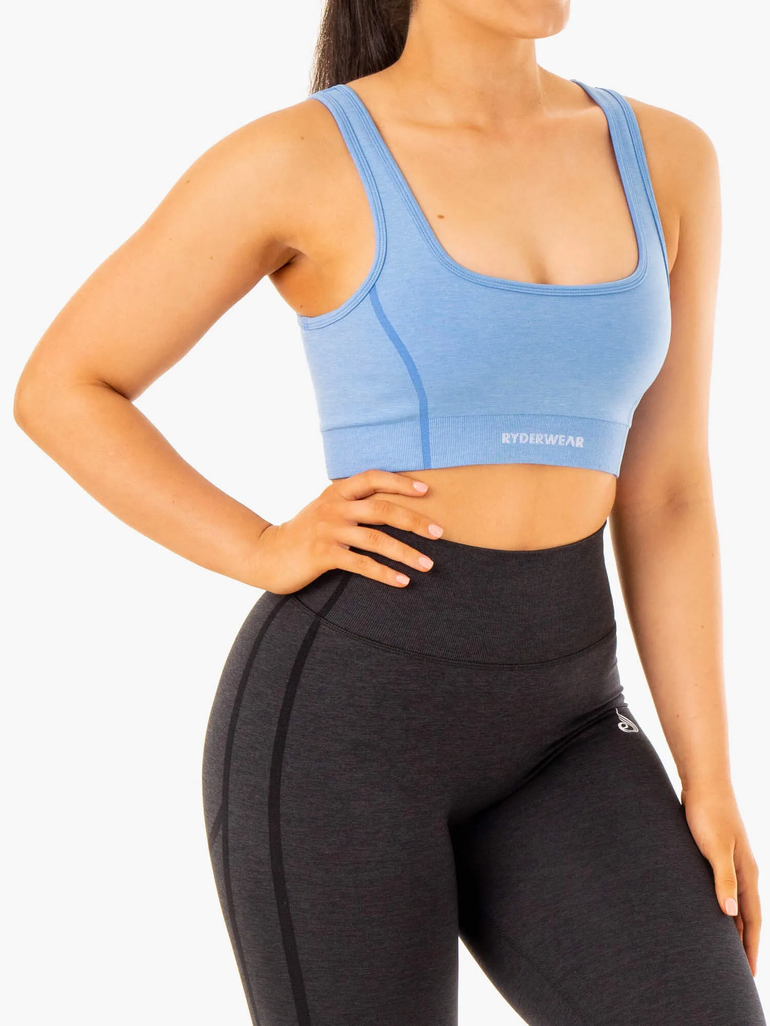Enhance Seamless Sports Bra - Blue Soft Silk Flexible Cup