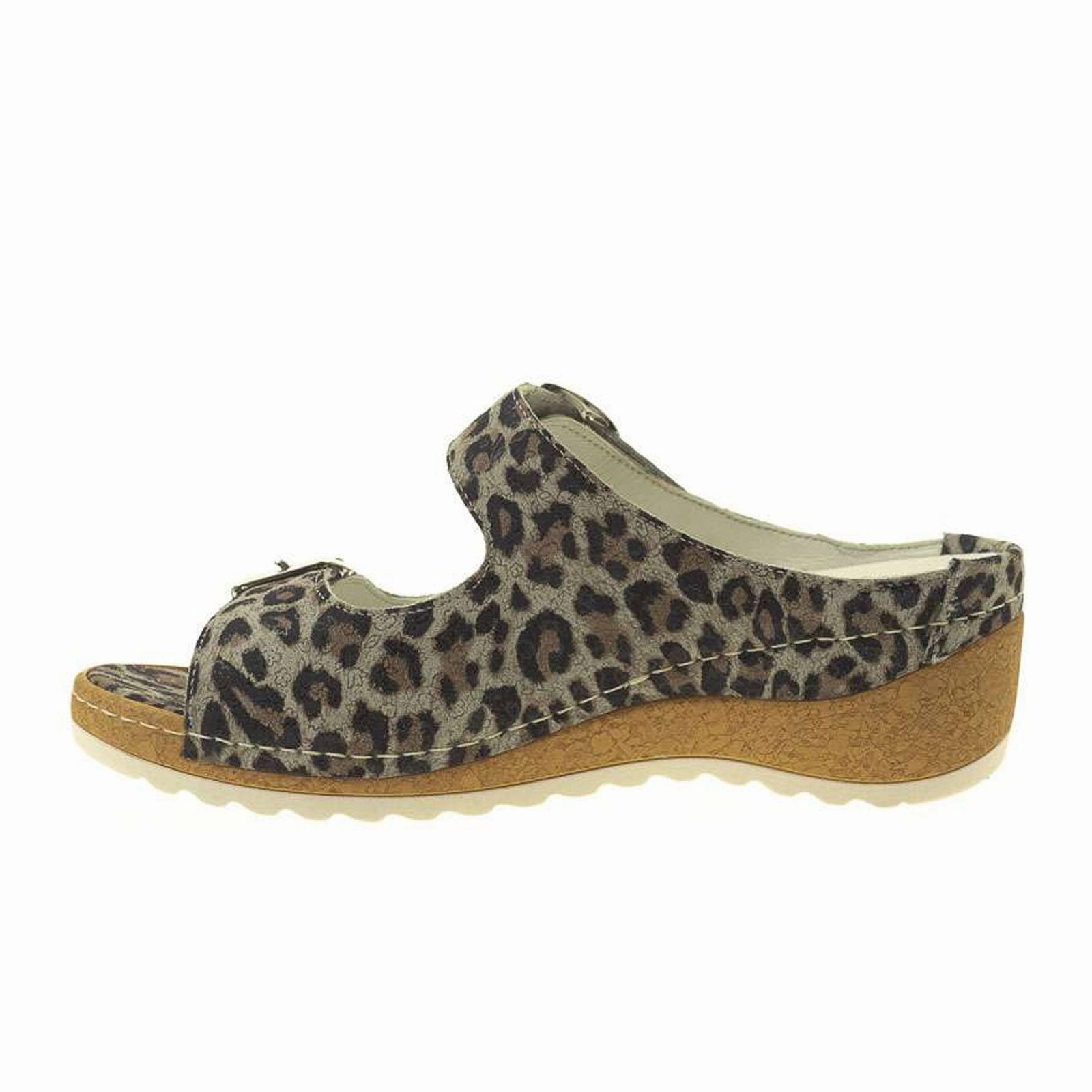 Sandal Strap Seamless construction Waldlaufer Hanila 306502 Slide Sandal (Women) - Leopard Print