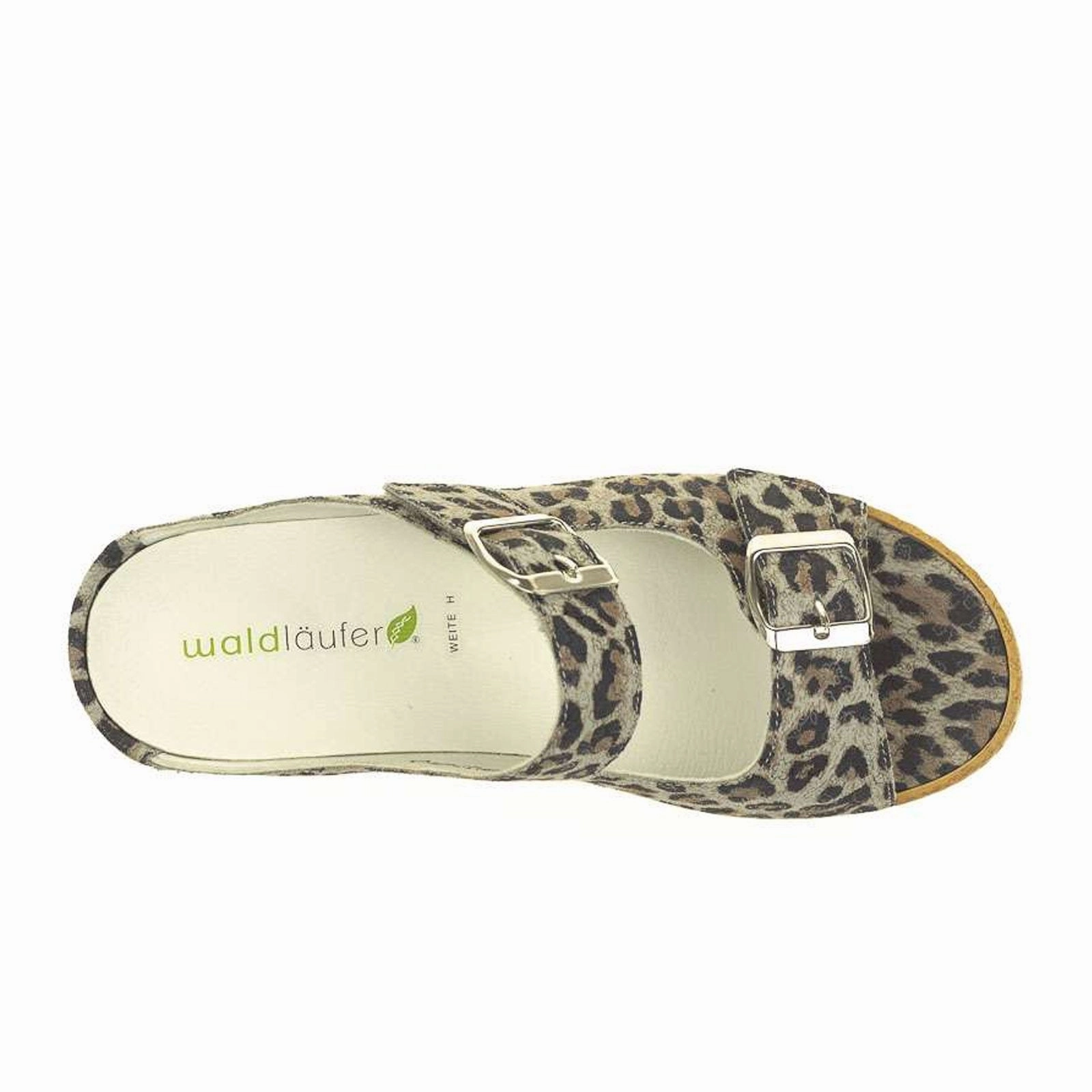 Slip-Resistant Sole hook and loop closure Waldlaufer Hanila 306502 Slide Sandal (Women) - Leopard Print