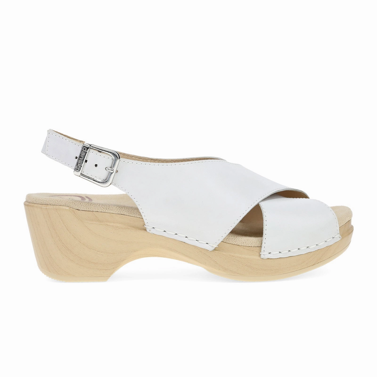 HighTop Dansko Sloane Wedge Sandal (Women) - White Full Grain