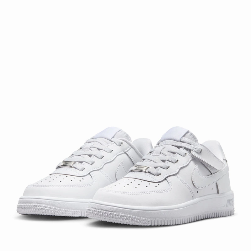 Heel Hug Canvas Nike Force 1 Low EasyOn (PS) - White/White