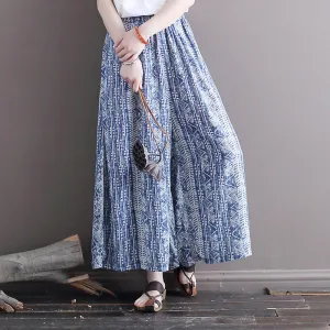 Breathable Lining NonChafingLegs Ethnic Style Loose Wide-Leg Cotton Linen Pants