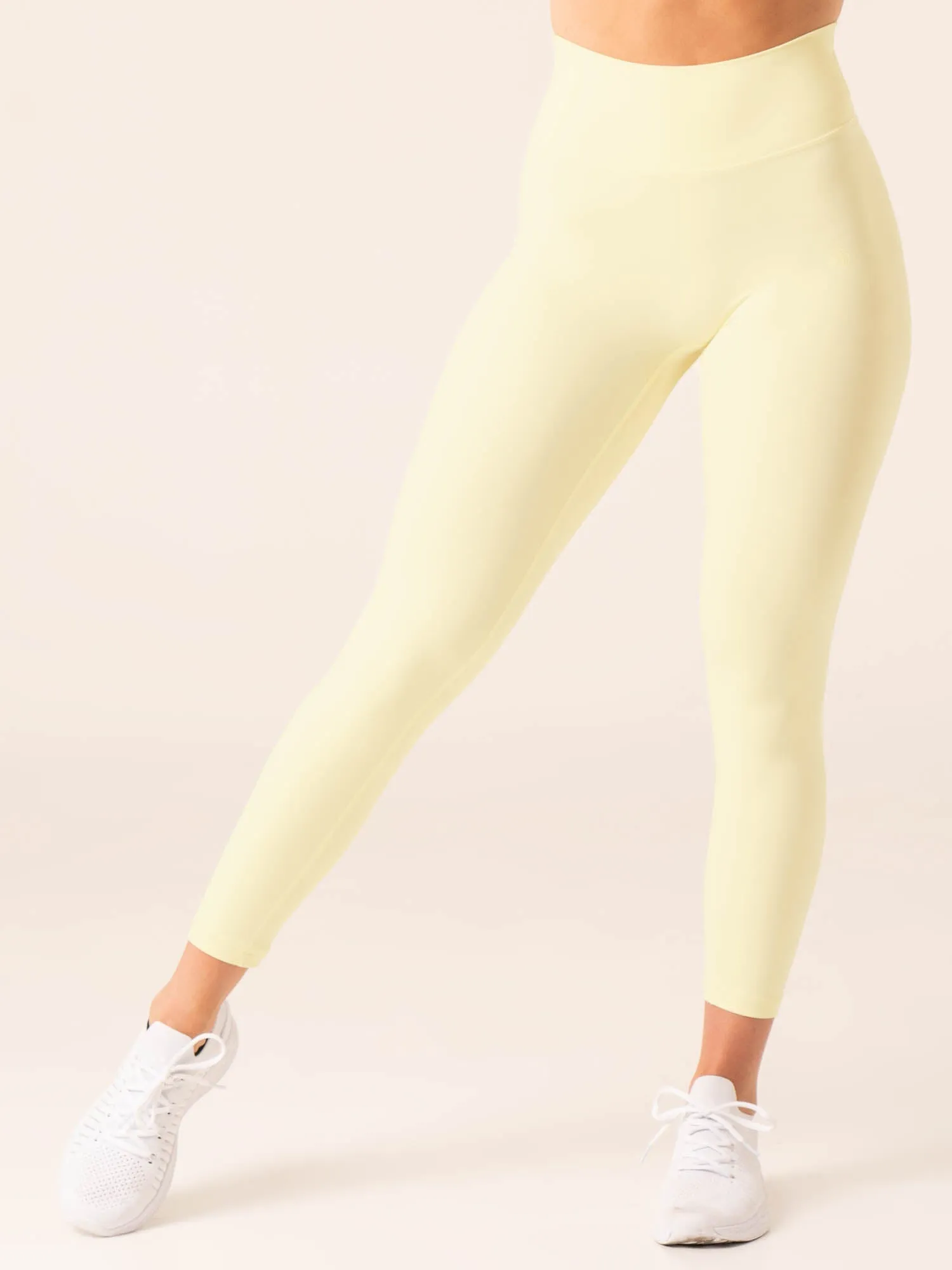 High Waist Pro Athlete Athletic Comfort Wear NKD High Waisted Scrunch Leggings - Lemon