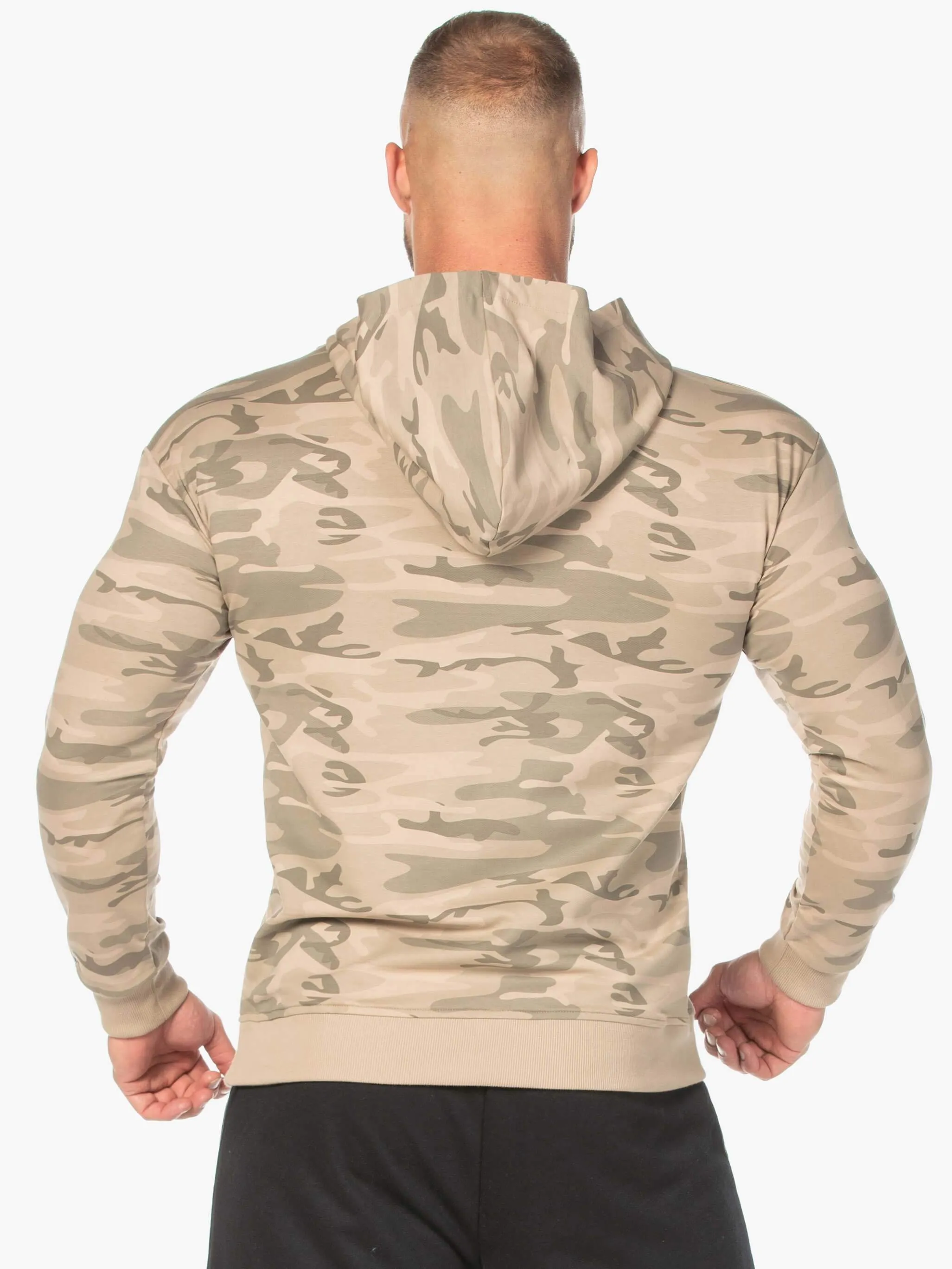 Organza details Spring clothing Camo Pullover Hoodie - Tan Camo
