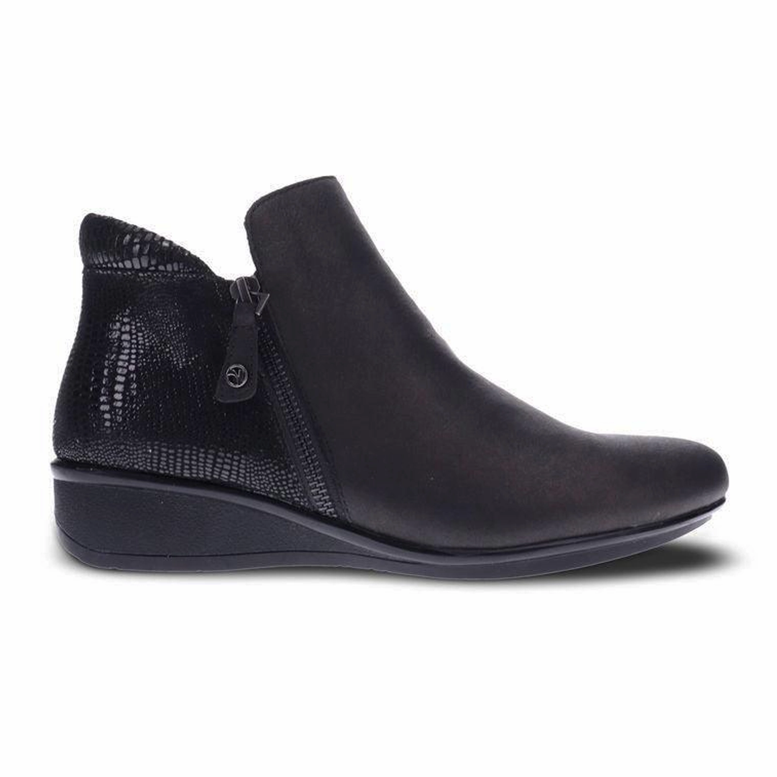 Revere Damascus Ankle Boot (Women) - Onyx/Black Lizard Open   Toe