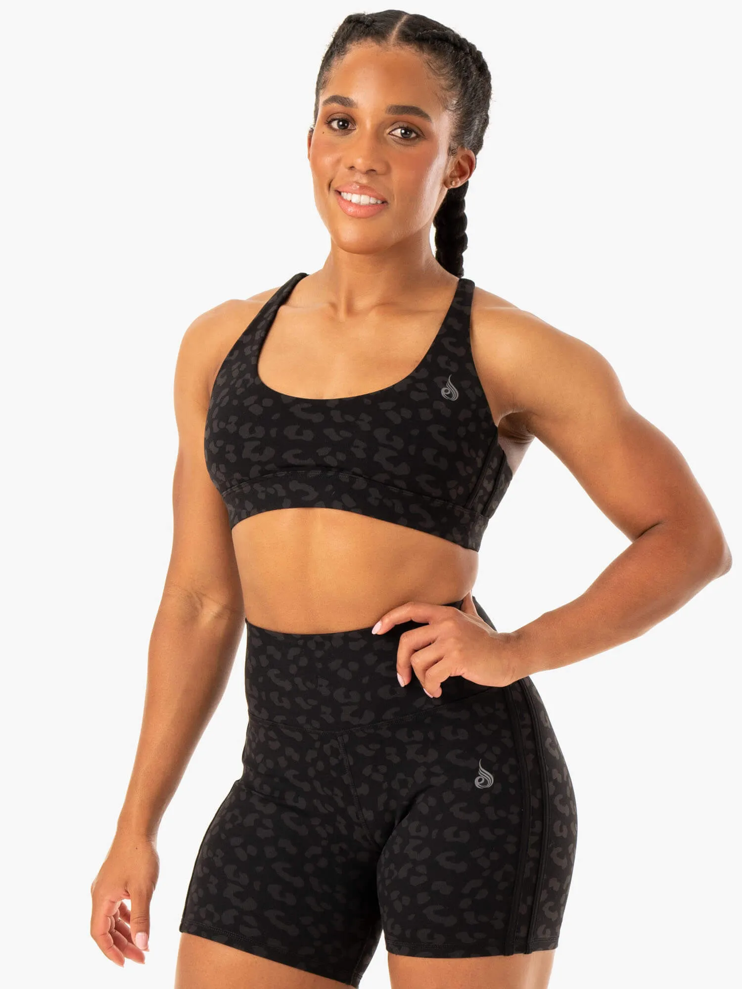 Evolution Sports Bra - Black Leopard Lightweight Design