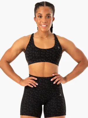 Evolution Sports Bra - Black Leopard Neutral