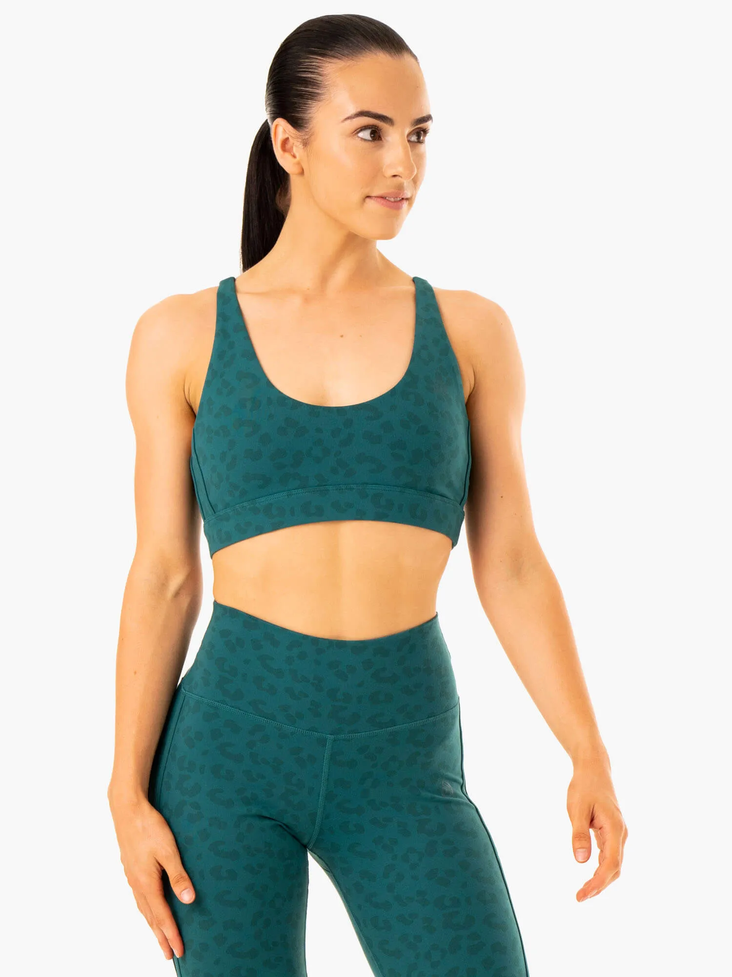 Crease-resistant Value for Money Evolution Sports Bra - Teal Leopard