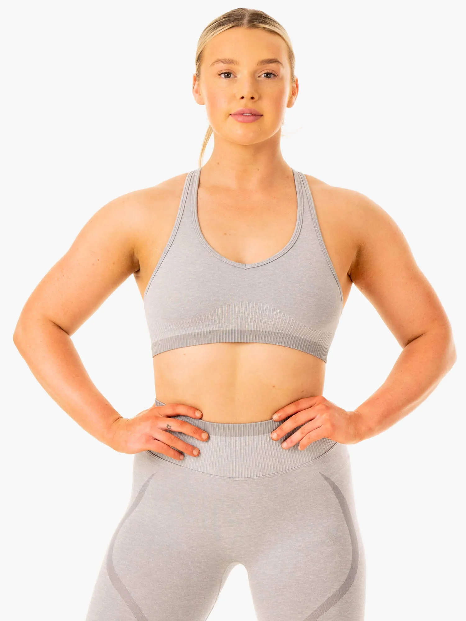 Excel Seamless Sports Bra - Grey Marl Pink active clothing