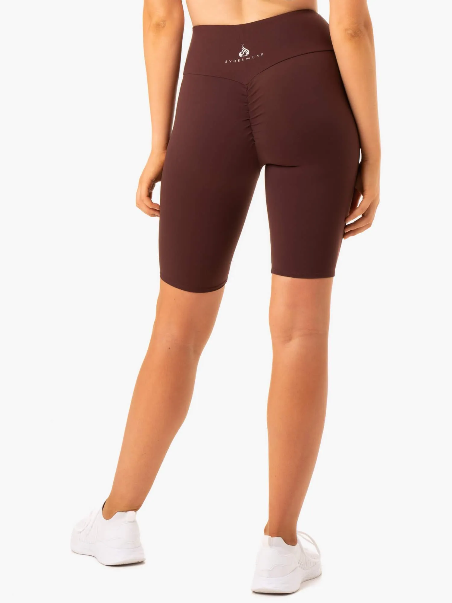 Staples Scrunch Bum Bike Shorts - Chocolate snap closure