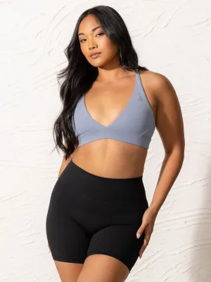 NKD Low Neck Sports Bra - Denim Blue Lightweight Strap Lower body workouts