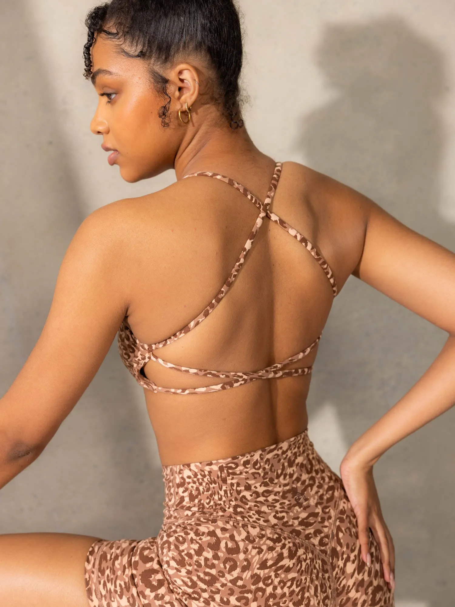 Anti-pilling Empower Sports Crop - Mocha Leopard