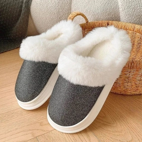 Snow Winter Rugged Gear Functional Fashion Frosted Sequined Plush Slippers Winter Warm Home Indoor Non-slip Bedroom Floor Fuzzy Slipper For Couple Women House Shoes