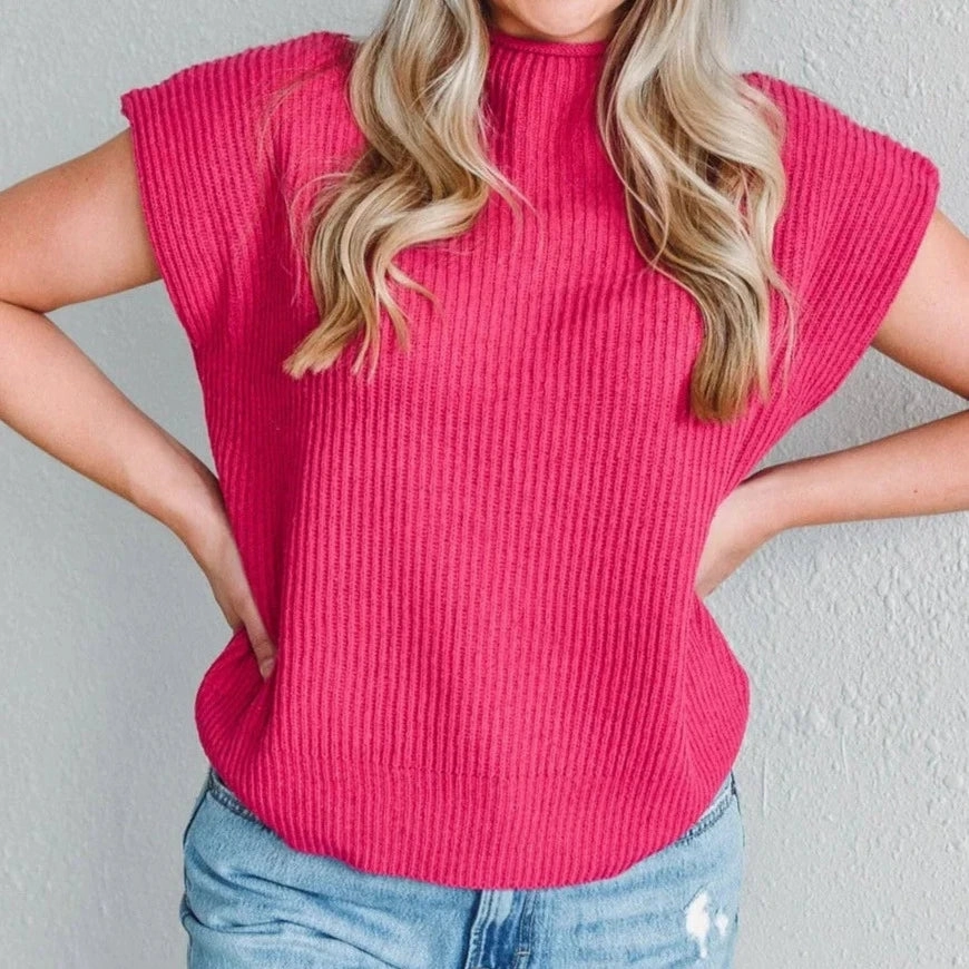 vintage Catimini Kids Girl??s Sleeveless Pullover Sweater - Pink Shocking - 10Y/12Y