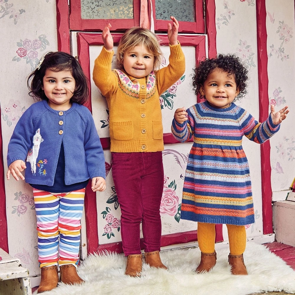 Gym clothes for children Jojo Maman Bebe Girls' Indigo Fair Isle Stripe Dress