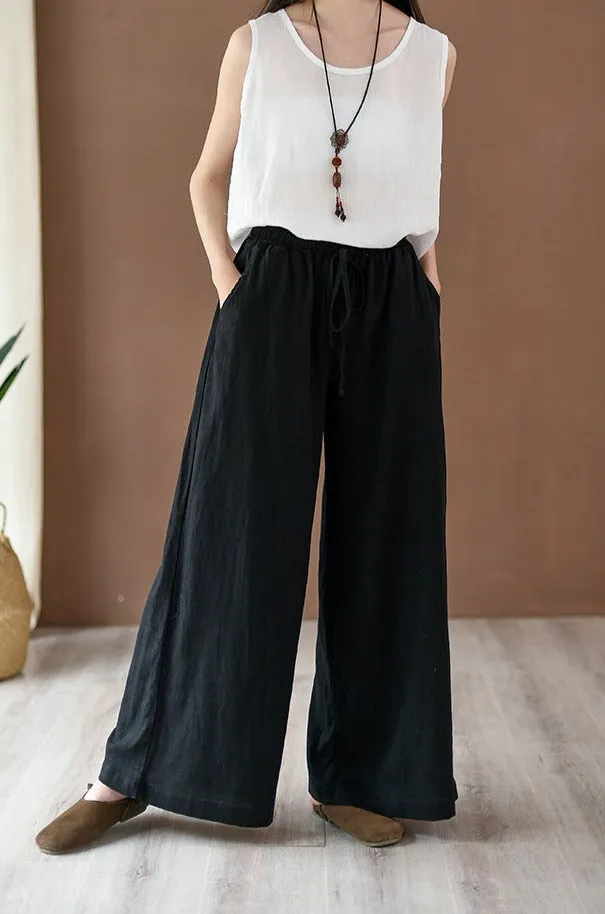 ReinforcedHemline ripstop fabric Spring Summer Women Linen Casual Pants