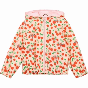 Plaid Ruffled Fendi Kids Girls Cherry Monster Print Windbreaker Jacket in Pink