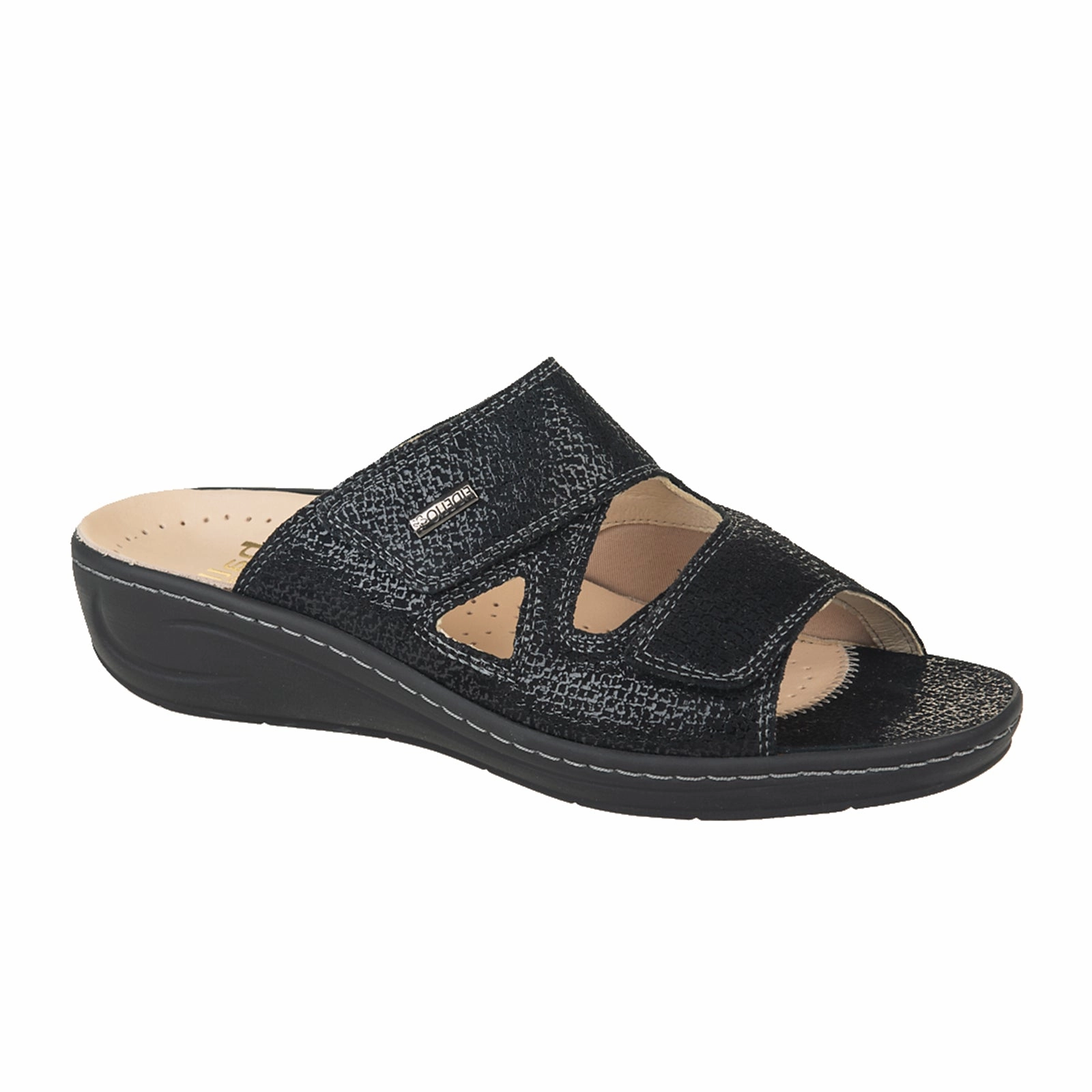 Fidelio Linz Slide Sandal (Women) - Black Float Innovative Features Quick Sandals Fit