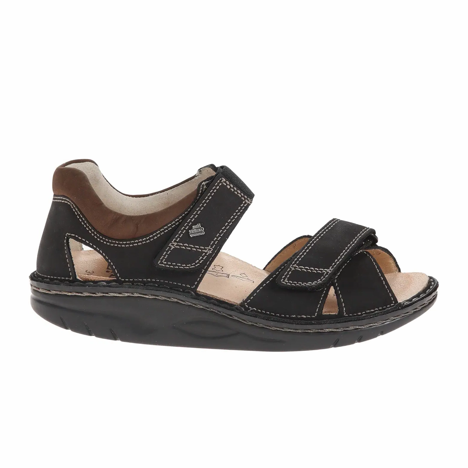 Eco Friendly Material Blend Finn Comfort Samara Backstrap Sandal (Unisex) - Schwarz/Havanna