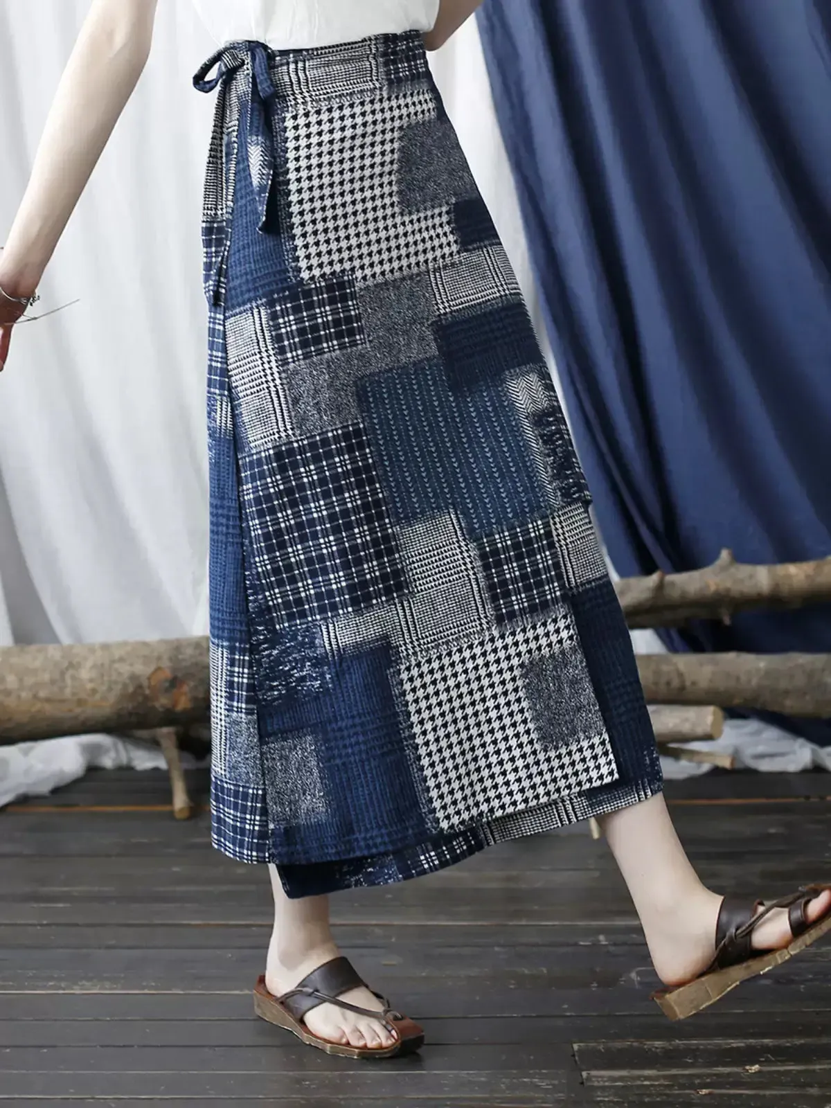 Essential Style Babakud Women One Piece Floral Lace- Up Halter Skirt