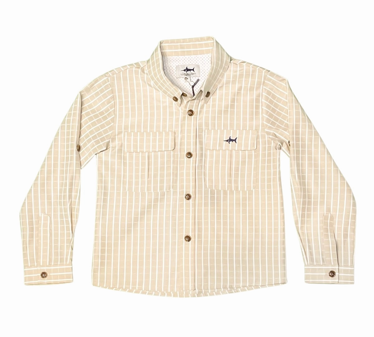 Polka dotted kids' outfits Flagler Fishing shirt | Khaki/White Plaid
