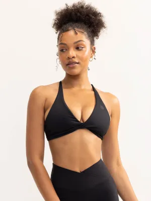Cropped fit Decorated Activate Twist Sports Bra - Black