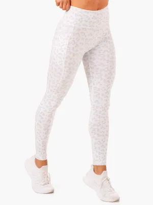 Beginner Level High Waist Ultra High Waisted Pocket Leggings - Snow Leopard