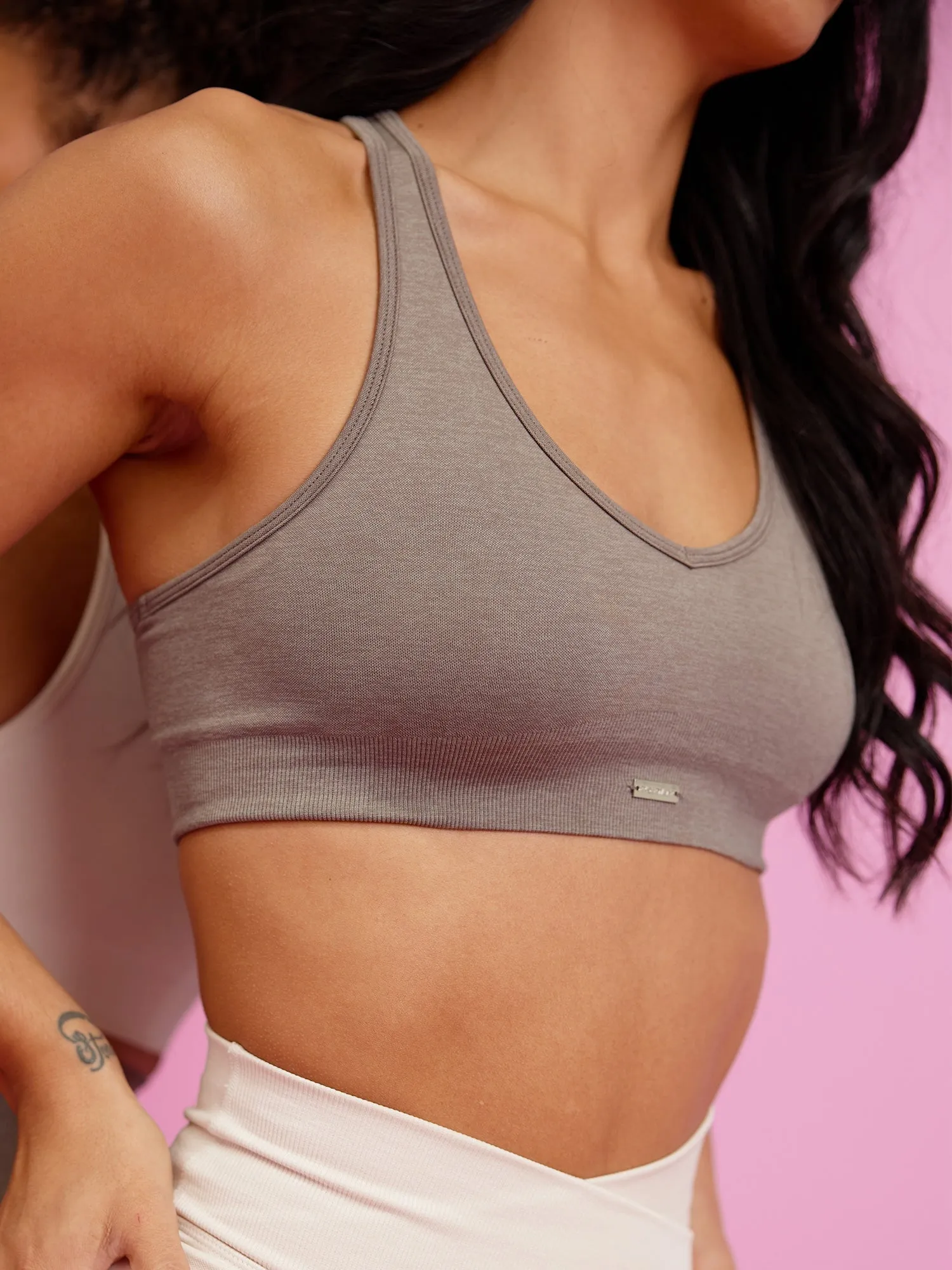 Focus Seamless Sports Bra - Taupe Marl Sustainable