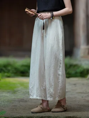 Babakud Women Original Summer New Artistic Linen Straight Pants Durable Fabric Layered Wear