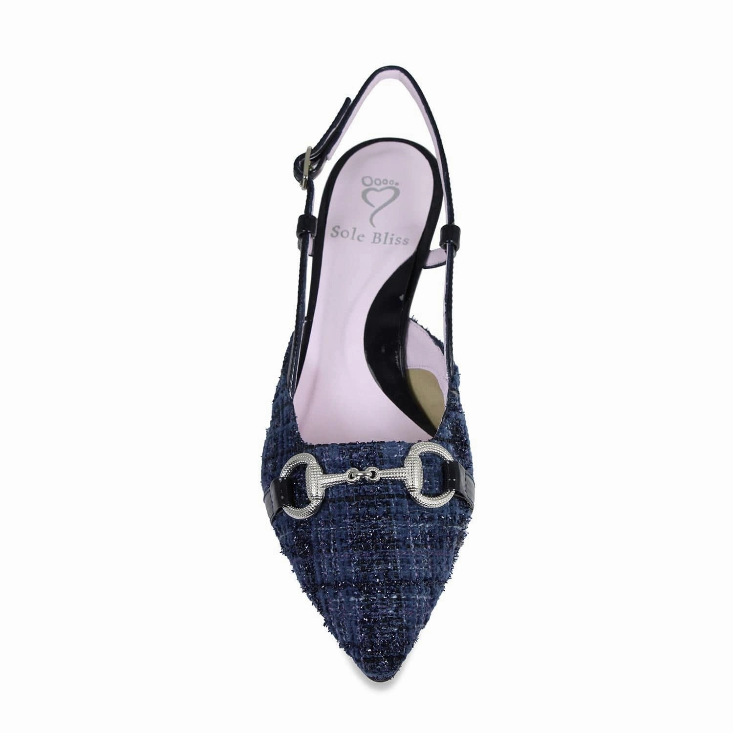 Retro Platform Heels Addison: Navy Tweed & Patent