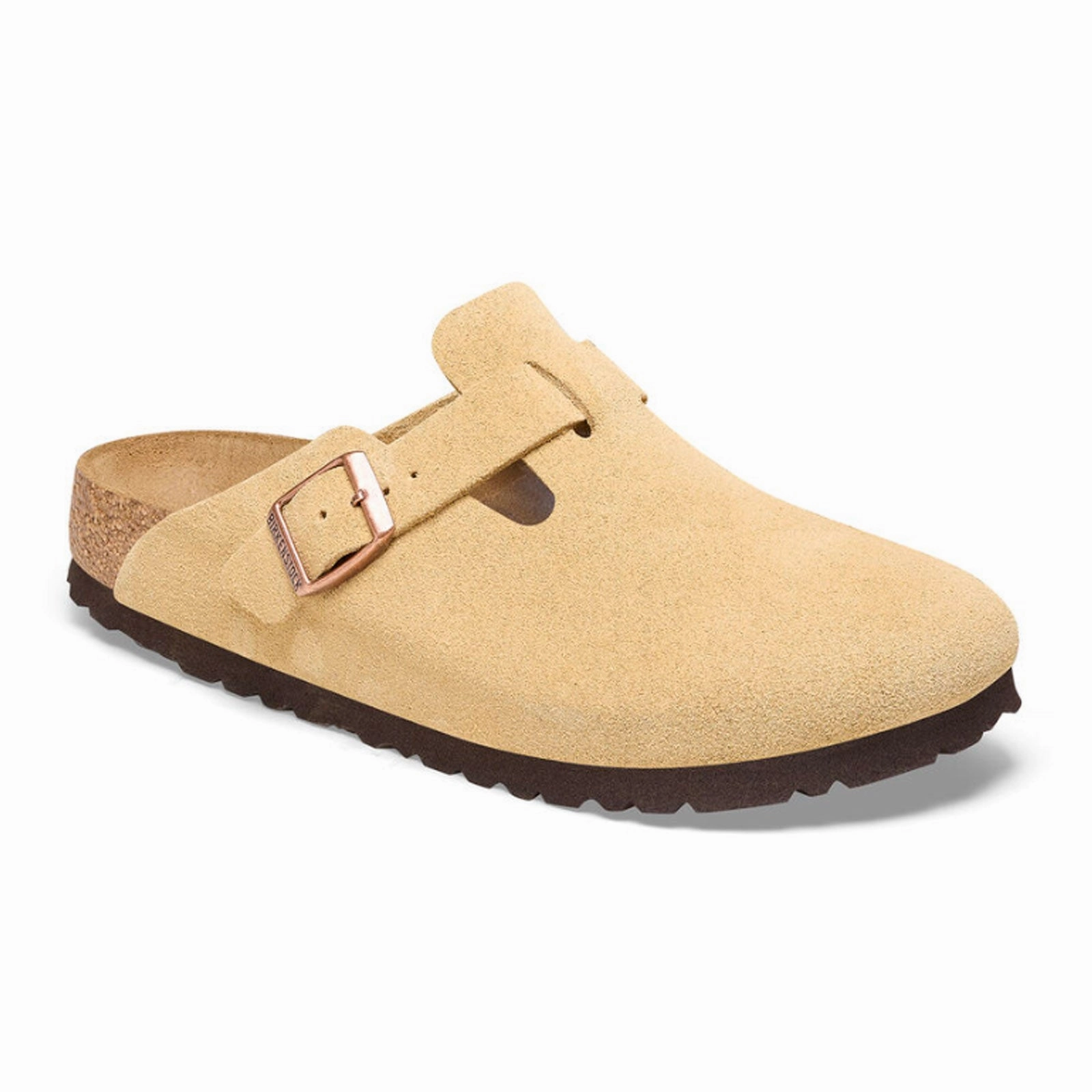 Slip Resistant park strolls Birkenstock Boston Narrow Clog (Women) - Latte Cream Suede