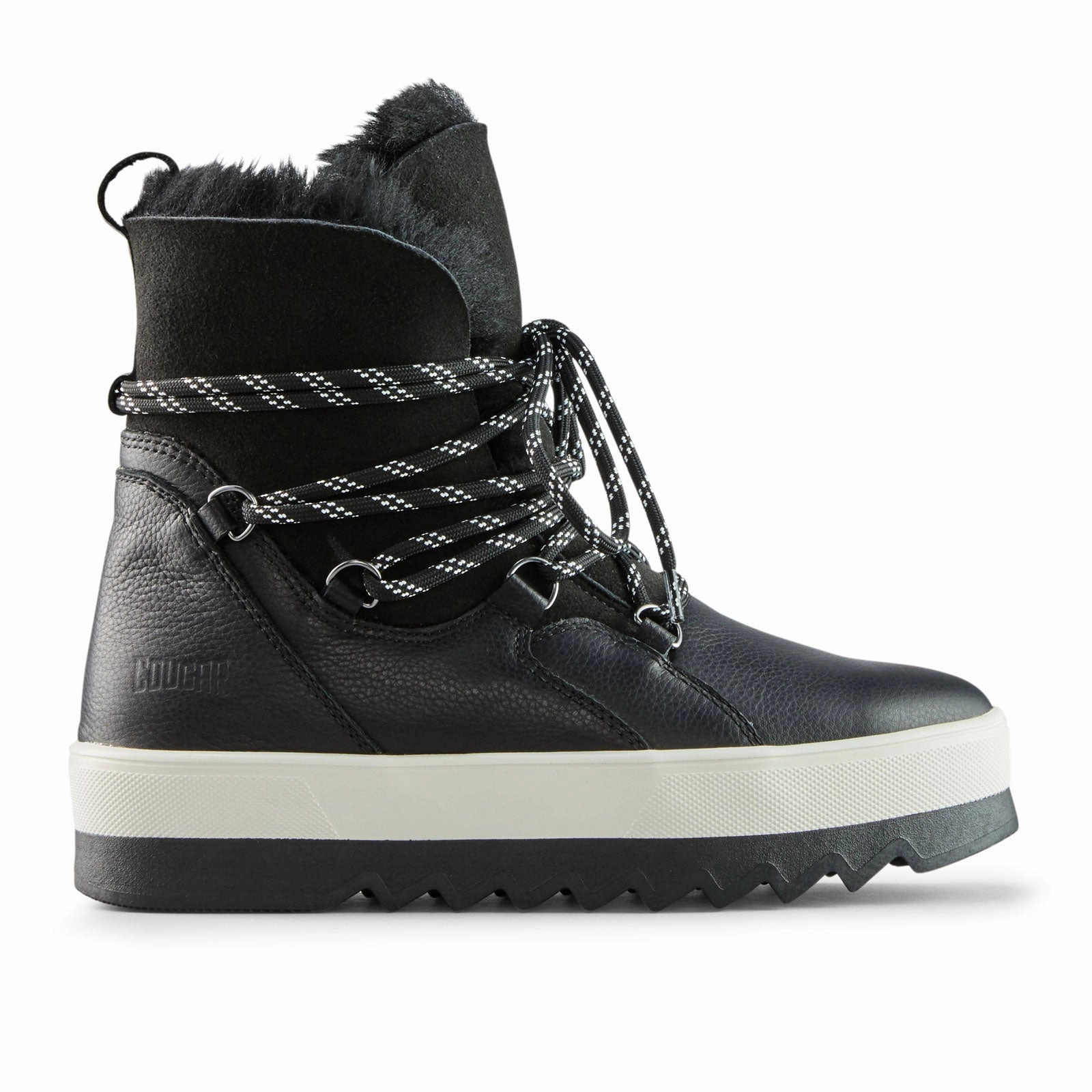 Calm Motion Soft Pace Cougar V-Five Waterproof Boot (Women) - Black Leather/Shearling