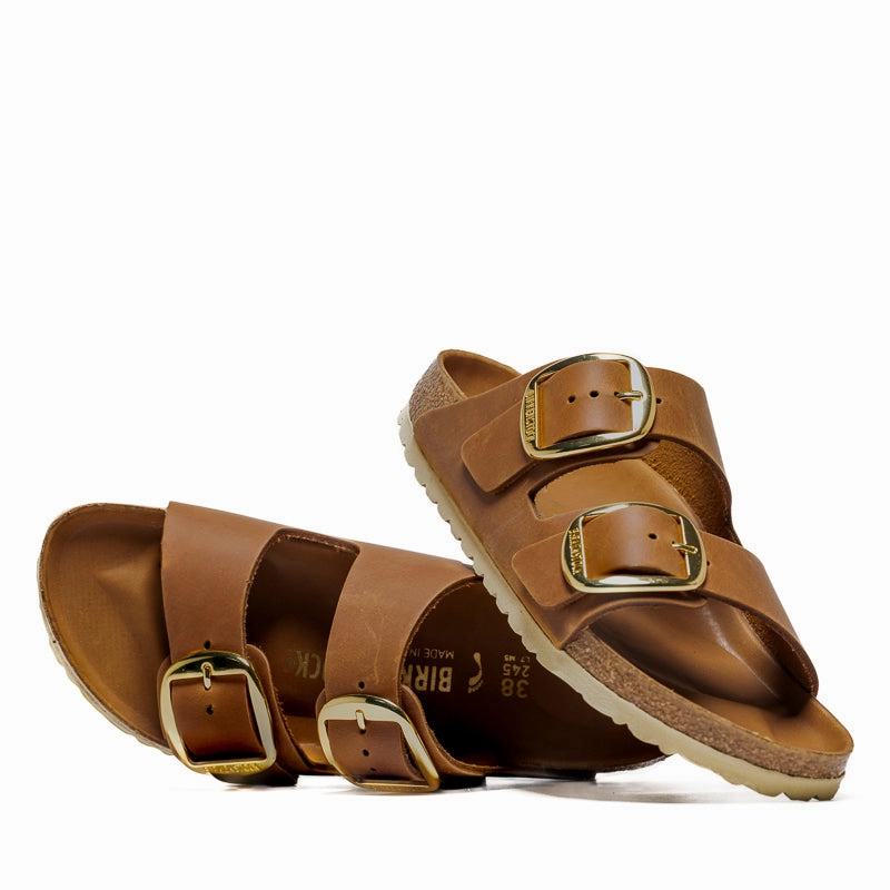 Women's Birkenstock Arizona Big Buckle Oiled Leather - Cognac subtle style City Event