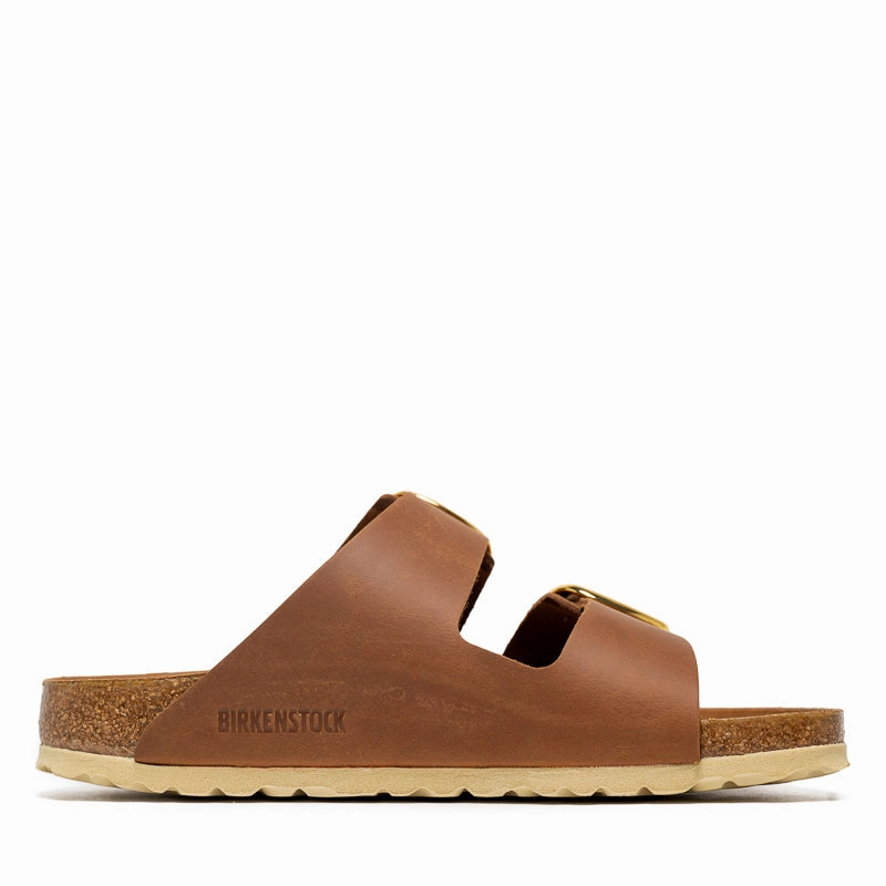 Slow Guard Step Light Women's Birkenstock Arizona Big Buckle Oiled Leather - Cognac