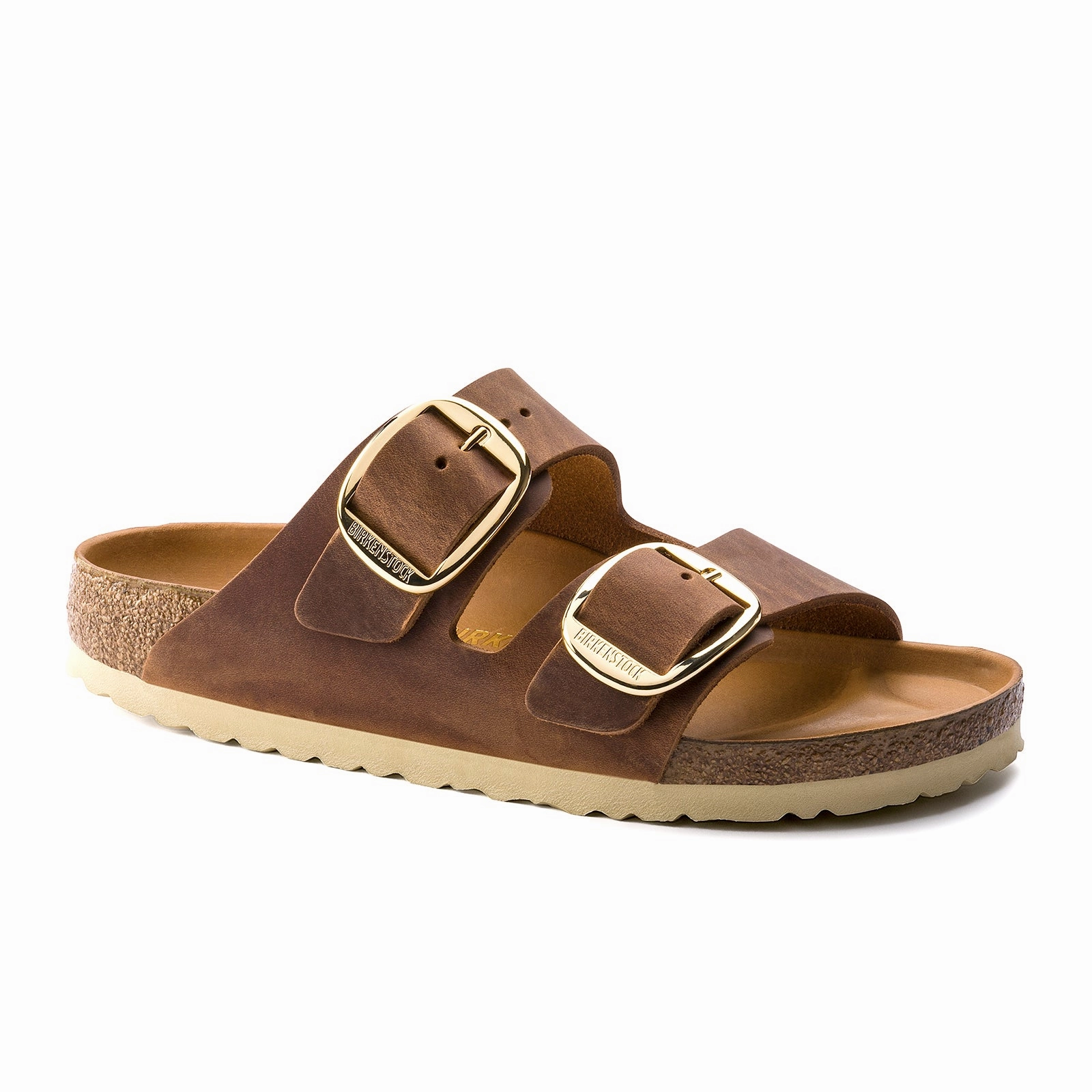 Comfortable Wear Machine Washable Design Birkenstock Arizona Big Buckle Narrow Slide Sandal (Women) - Cognac Oiled Leather