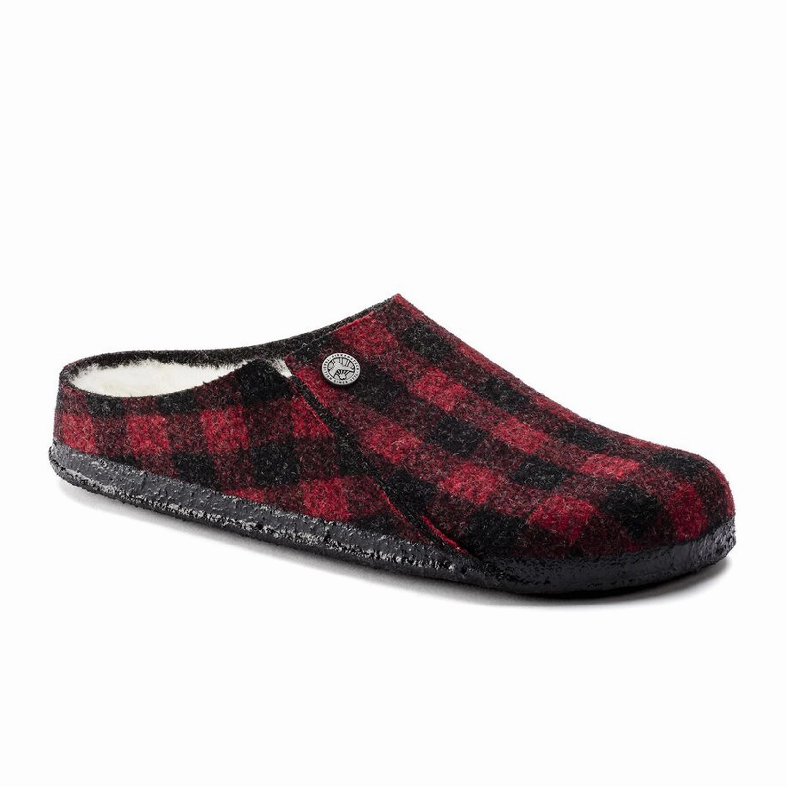 Birkenstock Zermatt Slipper (Women) - Red Plaid Wool/Natural Shearling Classic Casual Shoes Daily Safe