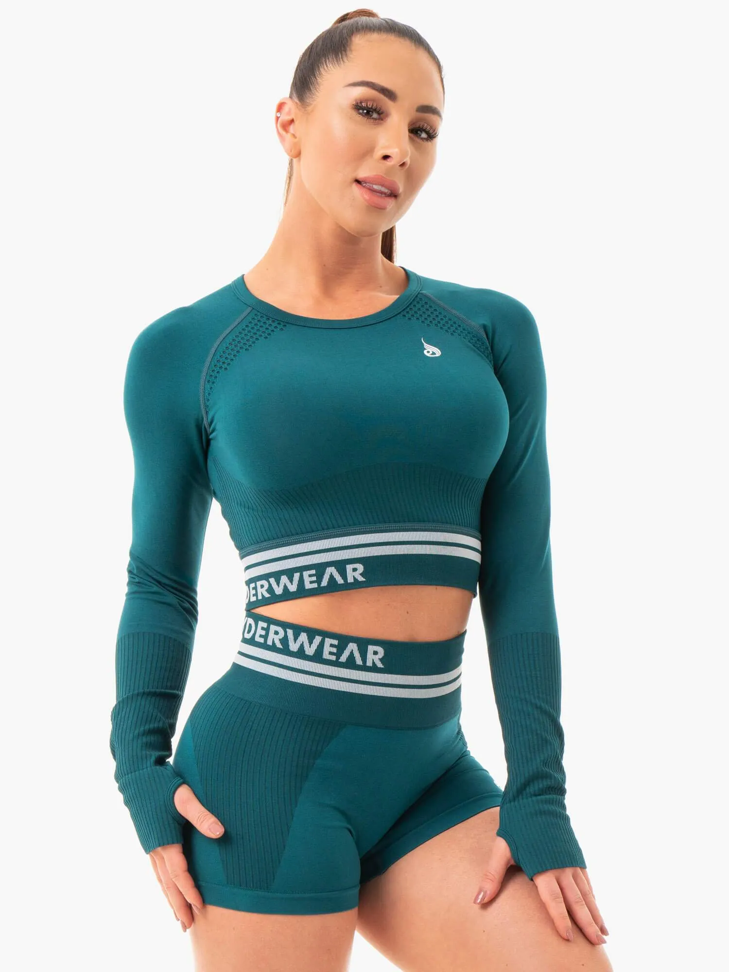 Multi Directional Mobility Freestyle Seamless Long Sleeve Crop - Emerald Green