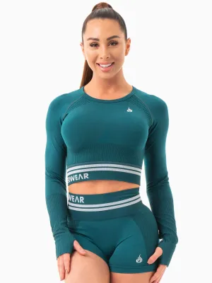 Basic Dress Freestyle Seamless Long Sleeve Crop - Emerald Green