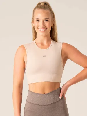 Focus Seamless Tank - Chalk Marl DoubleStitchedHem