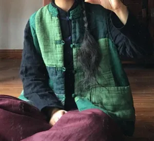 Babakud Women Retro Patchwork Cotton Linen Loose Vest Anti Pilling Finish Character