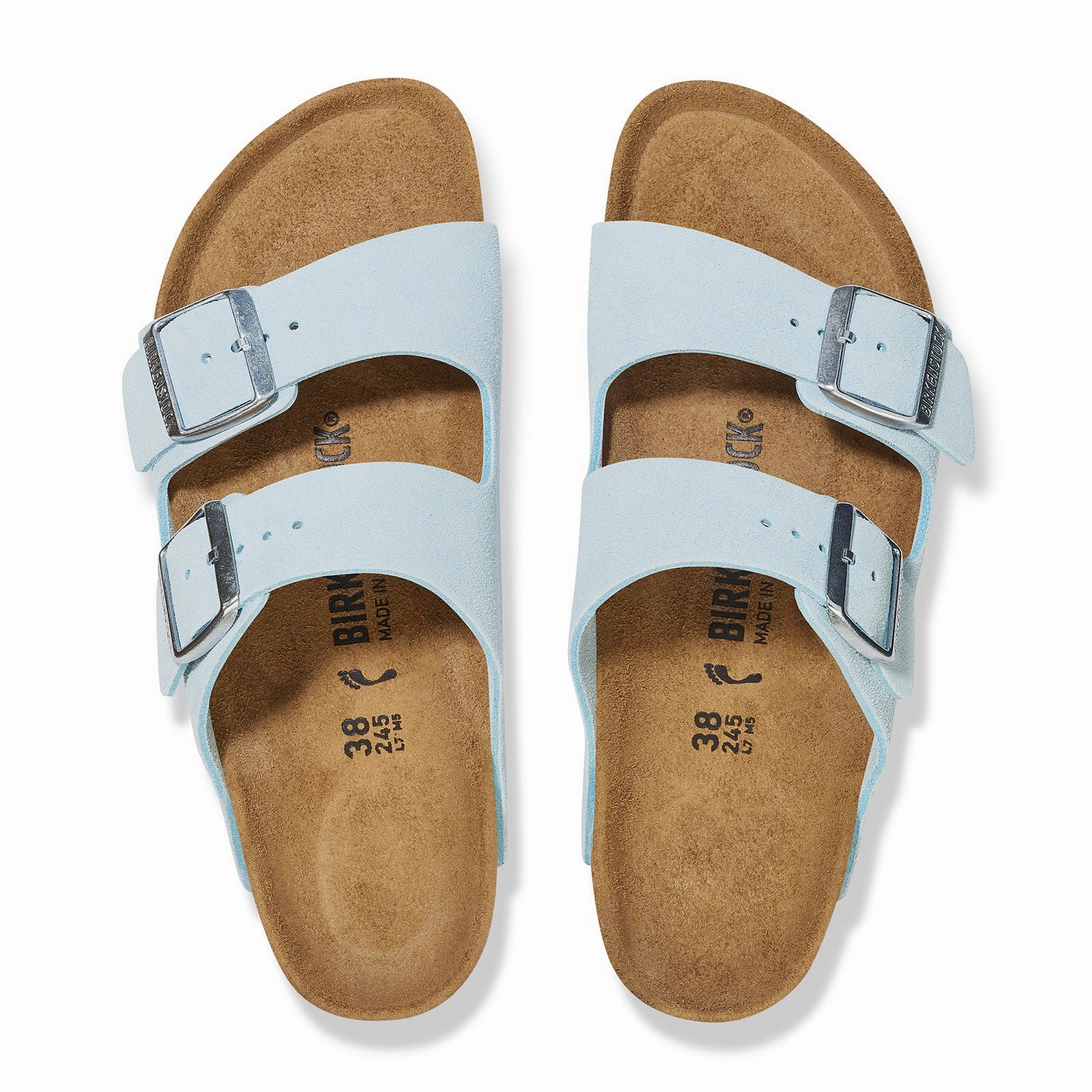 Birkenstock Arizona Narrow Slide Sandal (Women) - Baby Blue Suede Lightweight Design Sporty Look