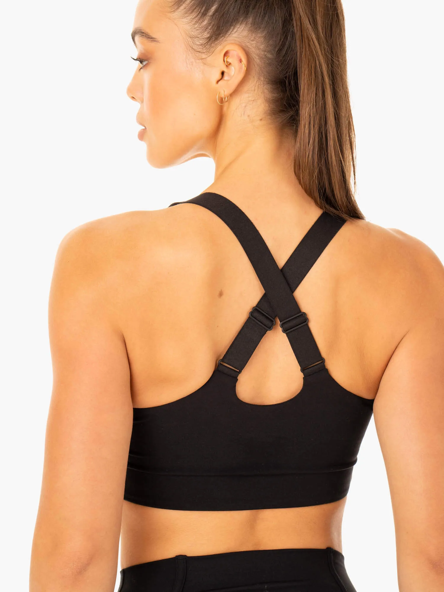 Comfortable Wear Shoulder support Form Sports Bra - Black