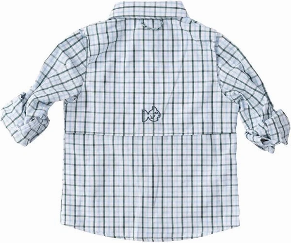 Founders Kids Fishing Shirt - Windowpane Posy Green Airport outfits for kids