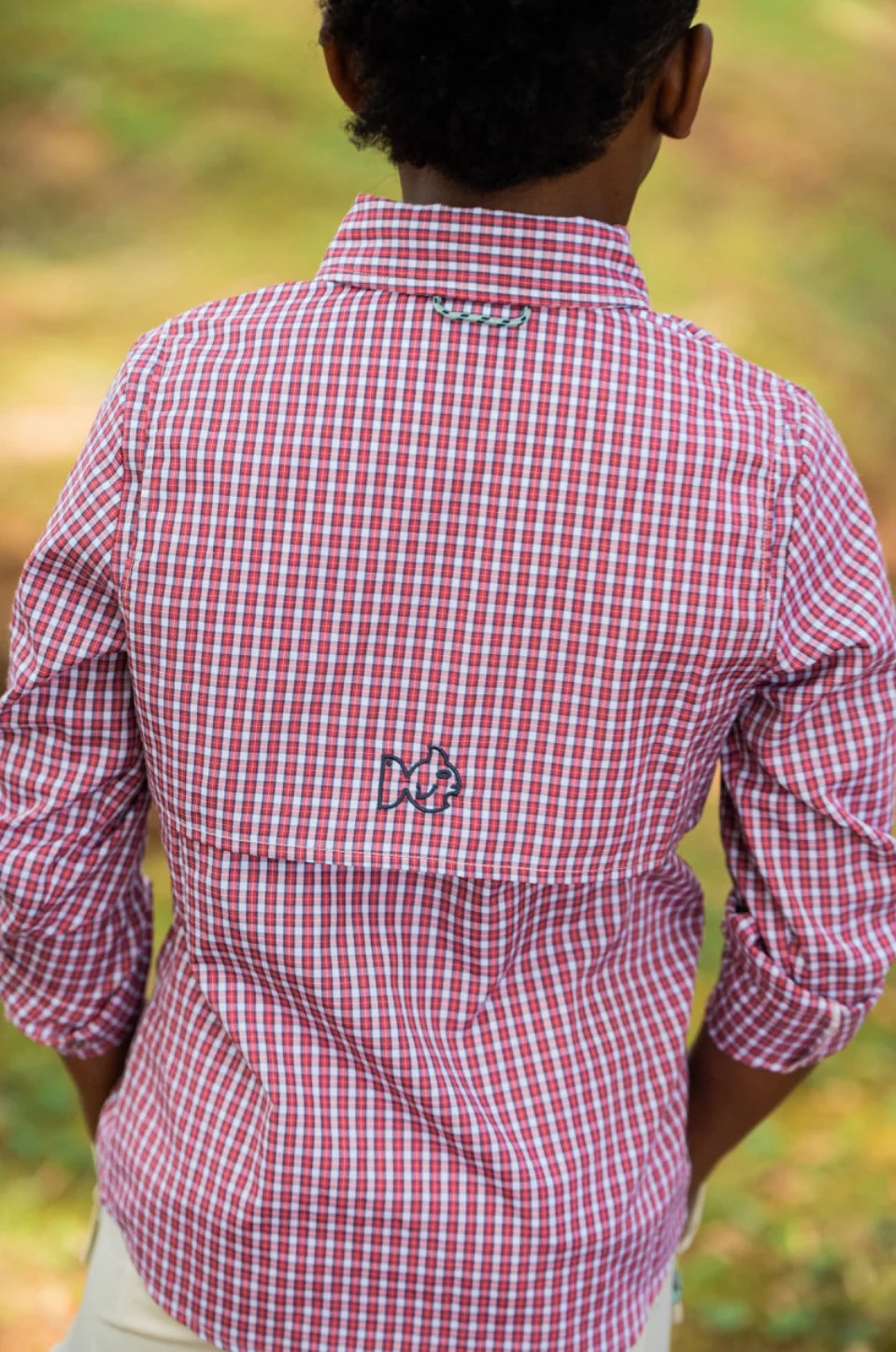 Sparkly kids' wear Adorable Founders Kids Fishing Shirt - Winterberry Plaid